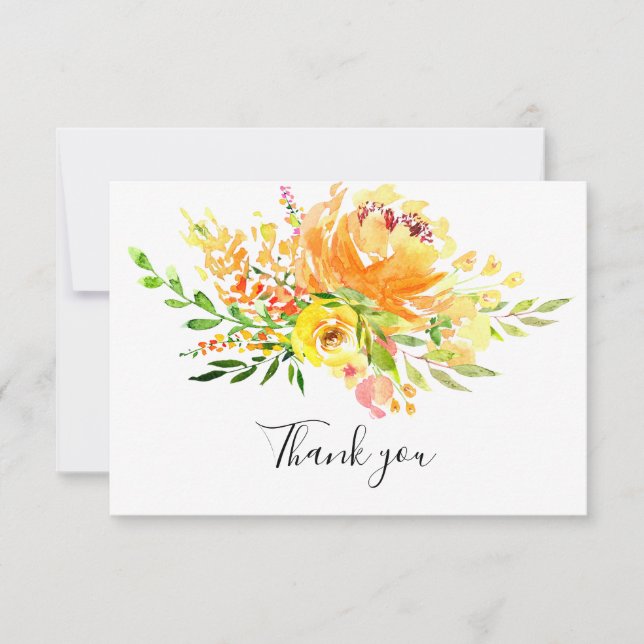 Yellow Floral Funeral Memorial Thank You (Front)