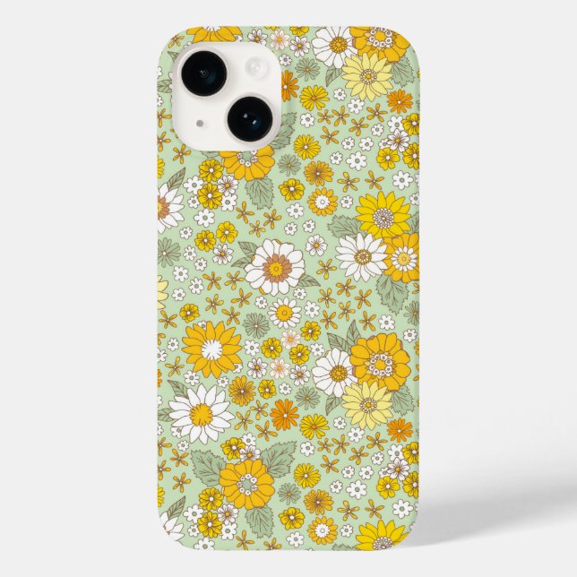 Yellow Floral Garden Pattern Case-Mate iPhone Case (Back)