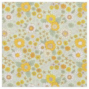 Yellow Floral Garden Pattern Fabric