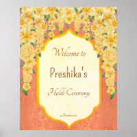Yellow floral garlands Indian wedding haldi welcom