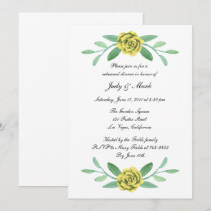 Yellow Floral Greenery Foliage Rehearsal Dinner Invitation