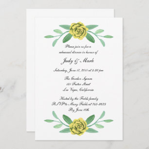Yellow Floral Greenery Foliage Rehearsal Dinner Invitation