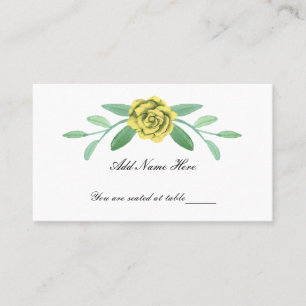 Yellow Floral Greenery Foliage Table Place Card