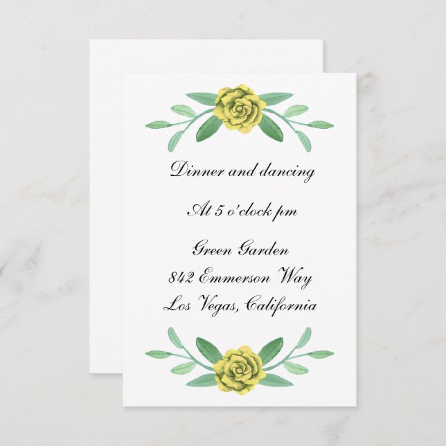 Yellow Floral Greenery Foliage Wedding Reception (Front/Back)