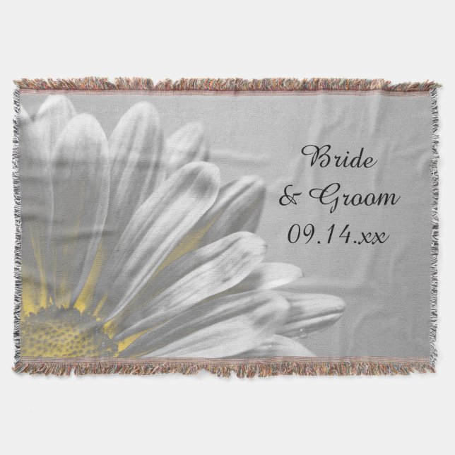 Yellow Floral Highlights Wedding Keepsake Throw Blanket (Front)