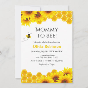 Yellow Floral Honeycomb Mommy to Bee Baby Shower Invitation
