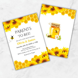 Yellow Floral Honeycomb Parents to Bee Baby Shower Invitation