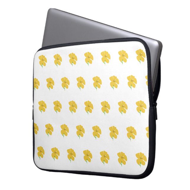 Yellow floral laptop sleeve (Front Left)