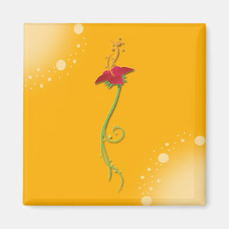 Yellow Floral Magnet_Square Magnet