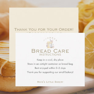 Yellow Floral Mixer Bread Care Instructions Thank You Card