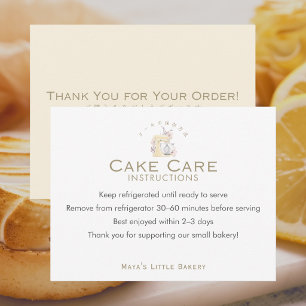 Yellow Floral Mixer Cake Care Instructions Thank You Card