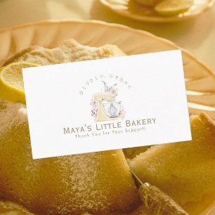 Yellow Floral Mixer Watercolor Bakery Business Card