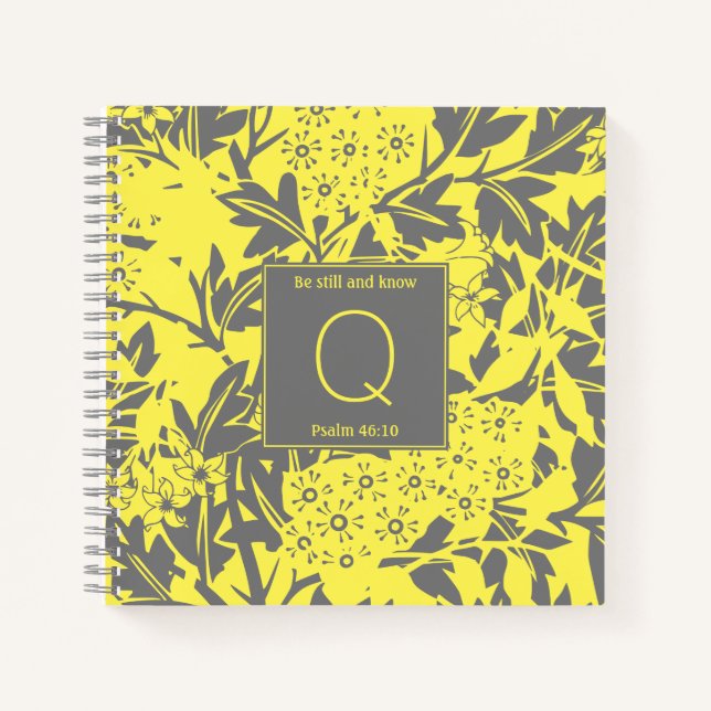 Yellow Floral Monogram Notebook (Front)