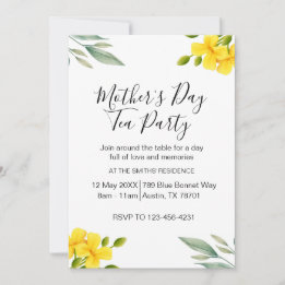 Yellow Floral Mother's Day Tea Party Invitation