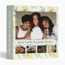 Yellow Floral Multi-Image Recipe 3 Ring Binder