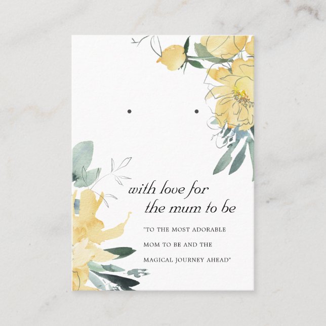 YELLOW FLORAL MUM TO BE GIFT EARRING DISPLAY CARD (Front)