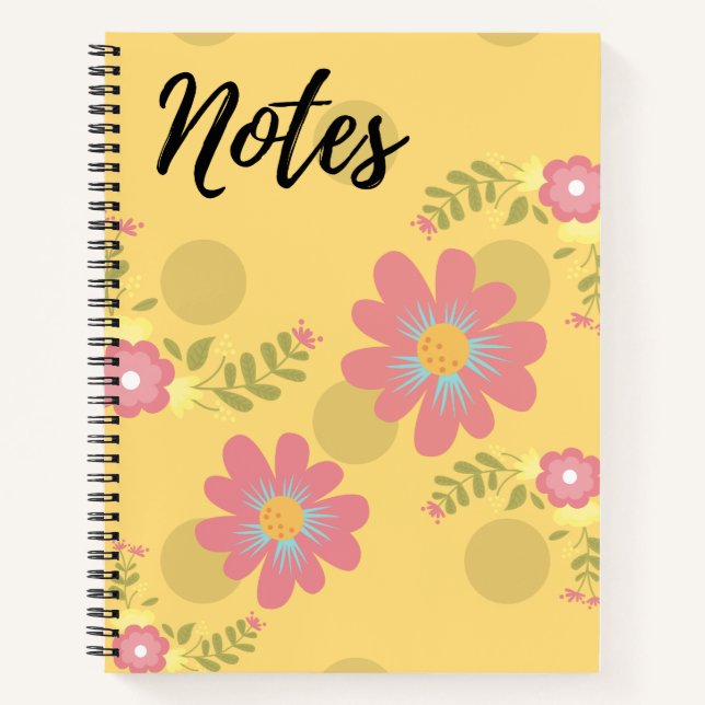 Yellow Floral Notes Notebook (Front)