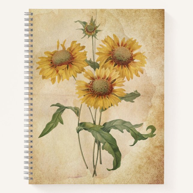 Yellow Floral Old Journal Style Sketchbook (Front)