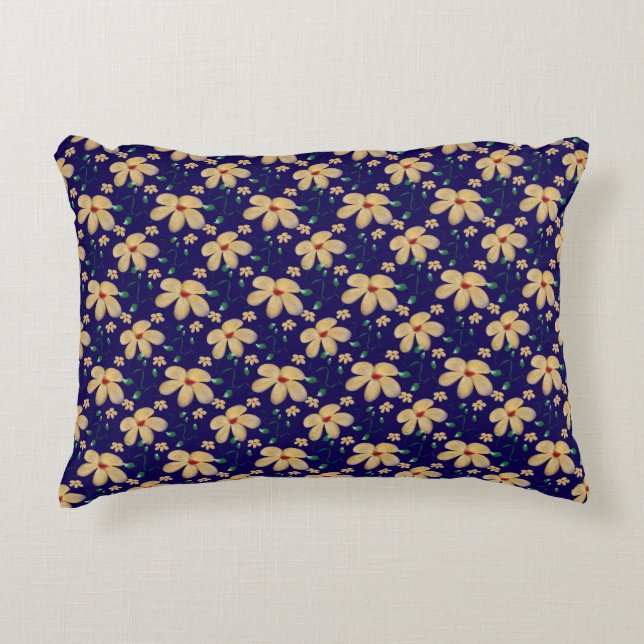 Yellow floral pattern  accent pillow (Front)