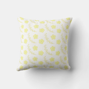 Yellow Floral Pattern Botanical Greenery & Rustic  Throw Pillow