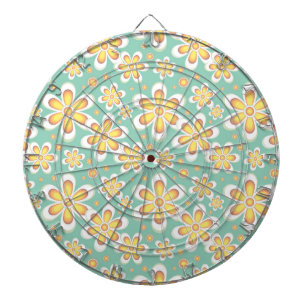 Yellow Floral Pattern Dartboard