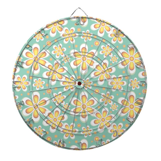 Yellow Floral Pattern Dartboard (Front)