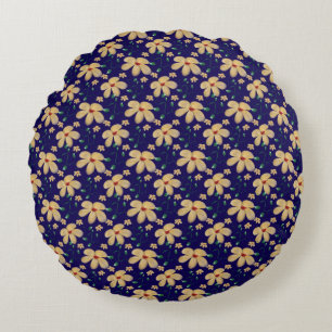 Yellow floral pattern  round pillow