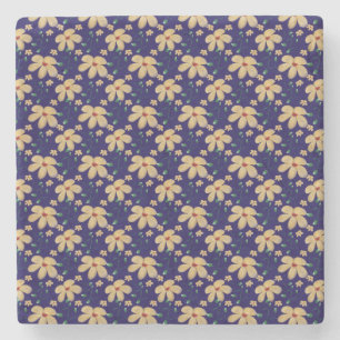 Yellow floral pattern  stone coaster