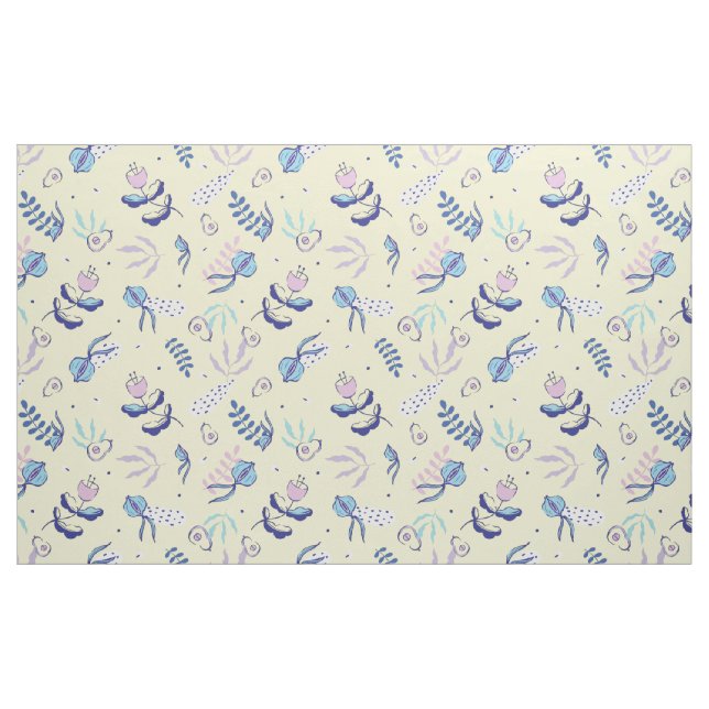 Yellow Floral Patterned Fabric & Crafting Patterns (Yard)