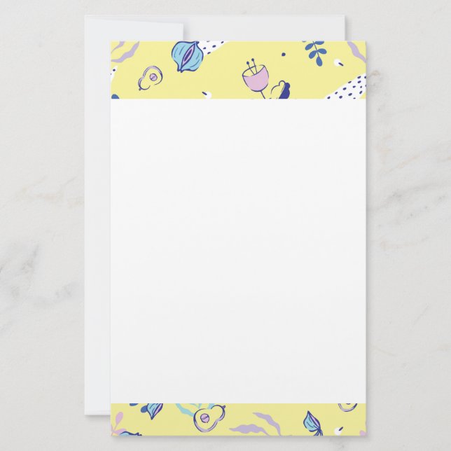 Yellow Floral Patterned Stationery Paper (Front)