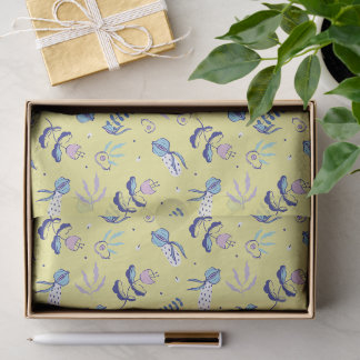 Yellow Floral Patterned Tissue Paper Desc
