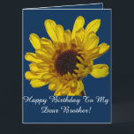 Yellow Floral Patterns Brother Birthday Card<br><div class="desc">Printed with beautiful image of yellow flower in blue background. Feel free to customize the messages as you wish!</div>
