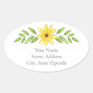 'Yellow Floral Pen and Watercolor Swag' Labels