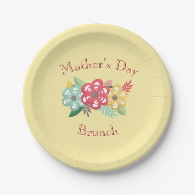 Yellow Floral Personalize Paper Plate (Front)