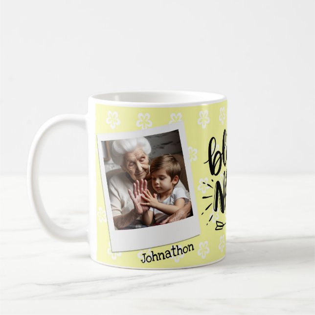 Yellow Floral Personalized Grandma Photo Mug (Left)