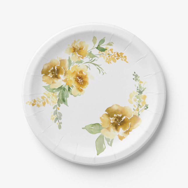 Yellow Floral Plates Green and Yellow Flower Decor (Front)
