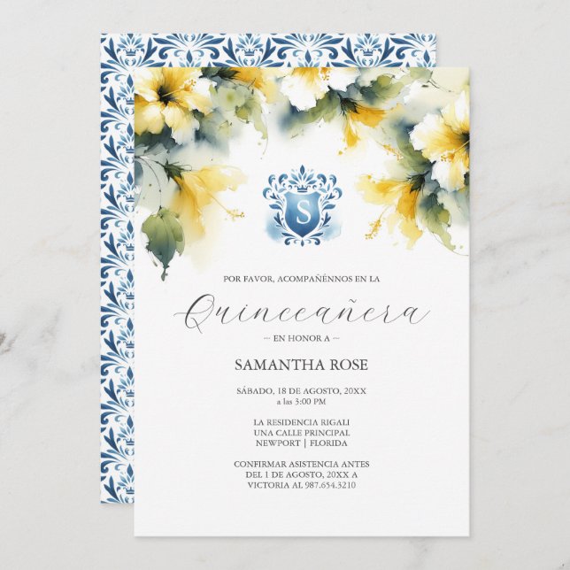 Yellow Floral Quinceanera (Front/Back)