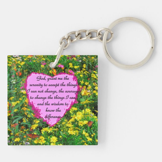 YELLOW FLORAL SERENITY PRAYER PHOTO KEYCHAIN (Back)