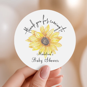 Yellow Floral Sunflower Baby Shower Thank You Classic Round Sticker