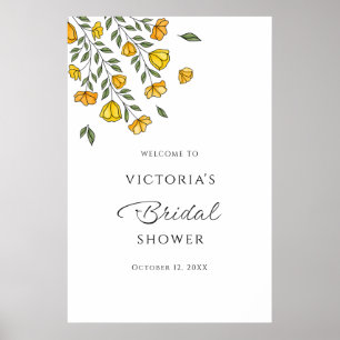 Yellow Floral Vine Bridal Shower Welcome Sign