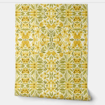 Yellow Floral Wallpaper - Botanical Pattern