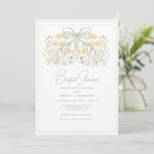 Yellow Floral Watercolor Modern Bridal Shower Invitation