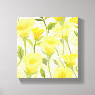 Yellow Floral Watercolor Painting Canvas Print