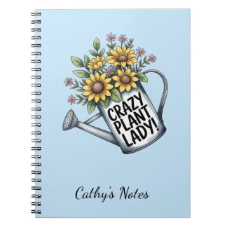 Yellow Floral Watering Can Crazy Plant Lady Notebo Notebook