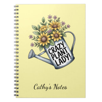 Yellow Floral Watering Can Crazy Plant Lady Notebook
