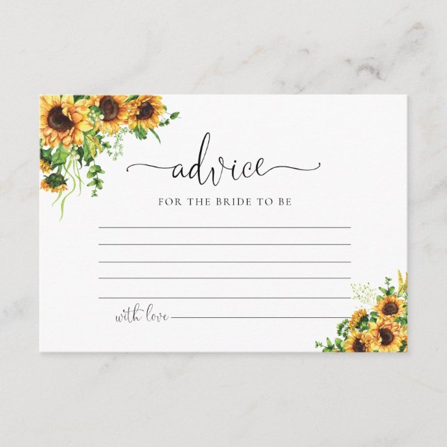 Yellow Floral Wedding Advice Enclosure Card (Front)