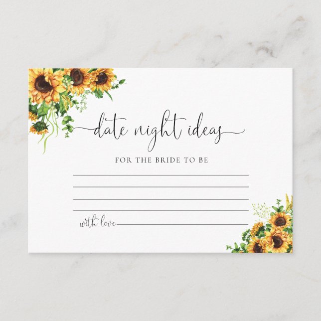 Yellow Floral Wedding Date Night Ideas  Enclosure Card (Front)