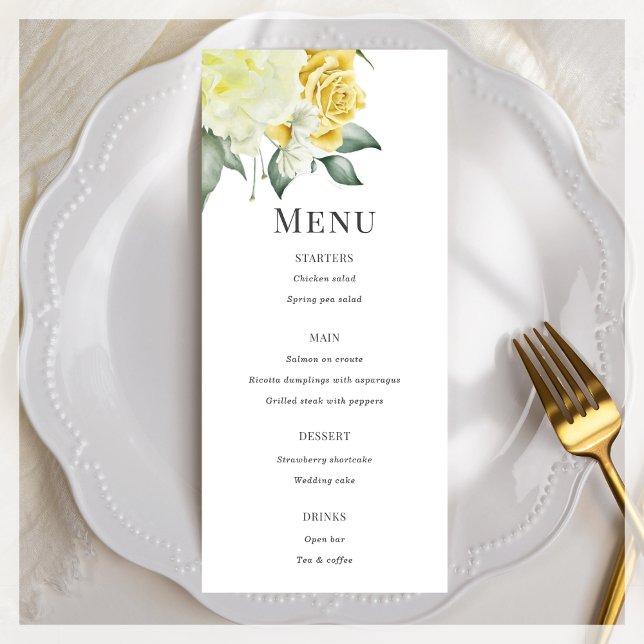 Yellow Floral | Wedding Flat Menu (Creator Uploaded)