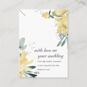 YELLOW FLORAL WEDDING GIFT NECKLACE DISPLAY CARD