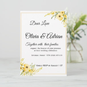 Yellow Floral Wedding Invitation ElegaInvitation